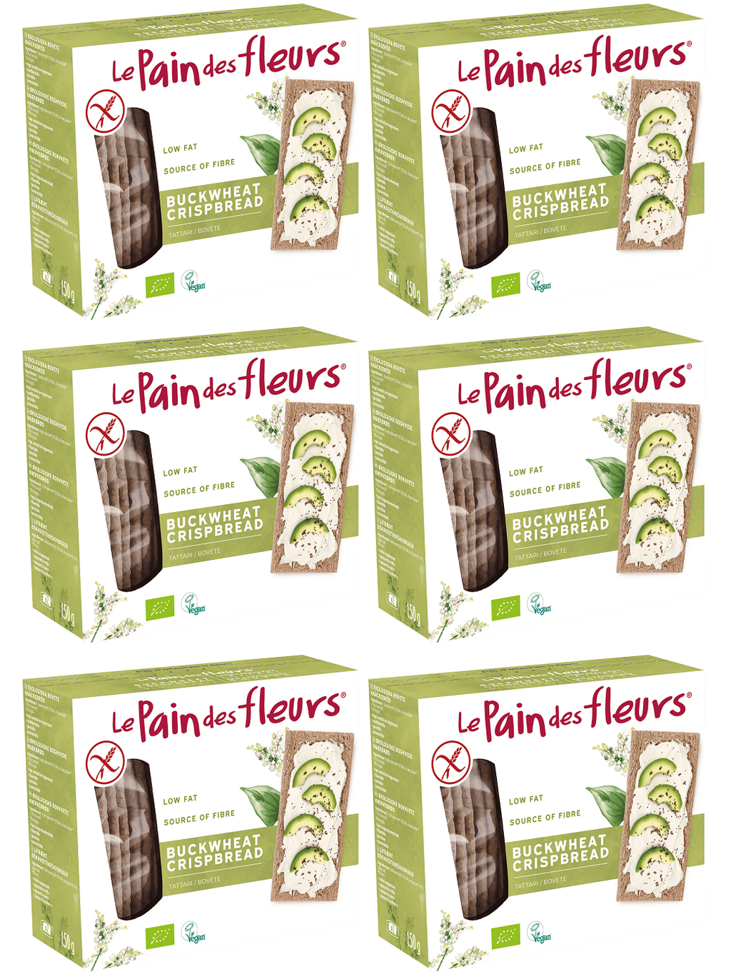 6 x Le Pain Des Fleurs Org GF Buckwheat Crispbread - 150g
