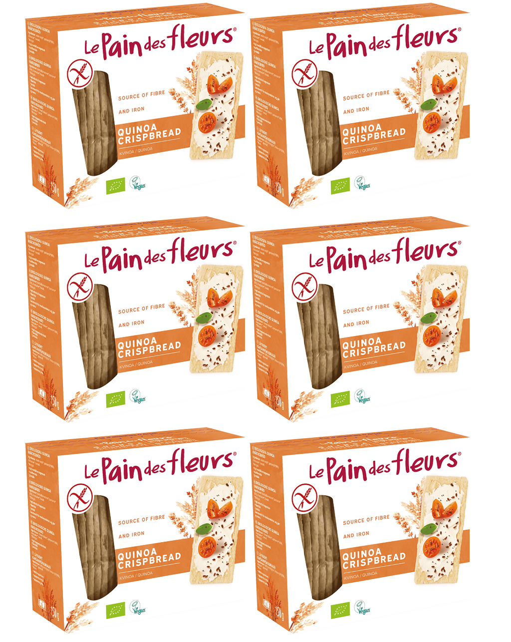 6 x Le Pain Des Fleurs Org Quinoa GF Crispbread - 150g