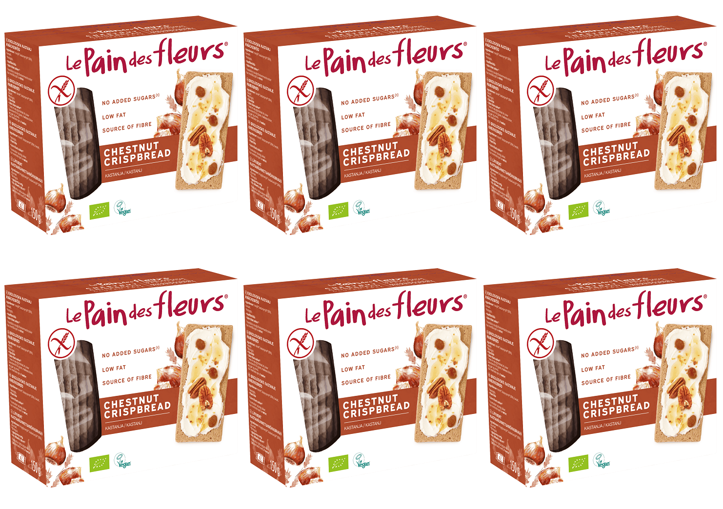 6 x Le Pain Des Fleurs Org Chestnut Flour GF Crispbread - 150g