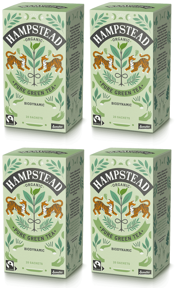 4 x Hampstead Tea Org Demeter Green Tea Bags - 20pc