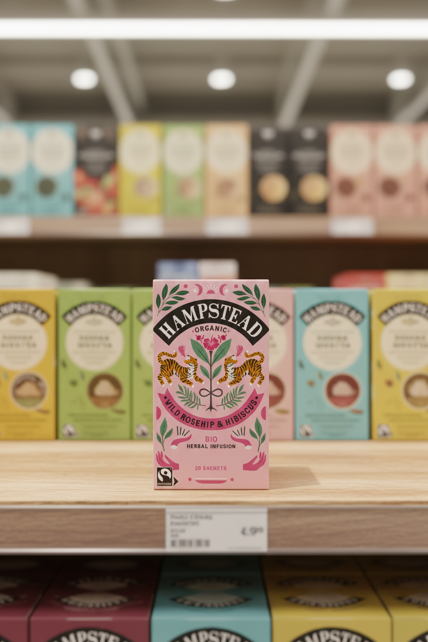 4 x Hampstead Tea Org Wild Rosehip & Hibiscus - 20pc