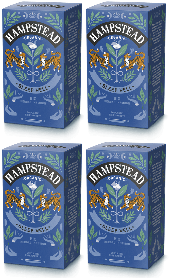 4 x Hampstead Tea Org Sleep Well Tea Bags - 20pc