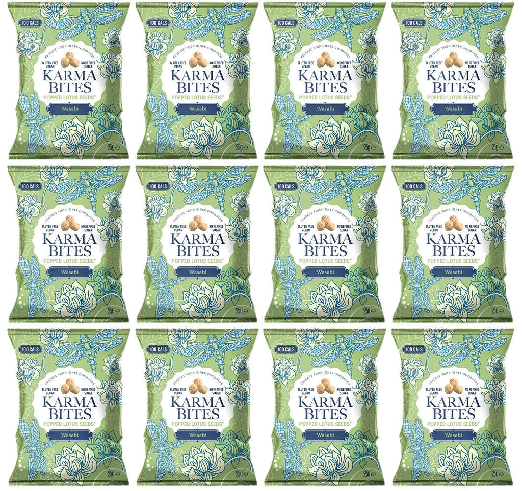 12 x Karma Bites Wasabi Popped Lotus Seeds - 25g