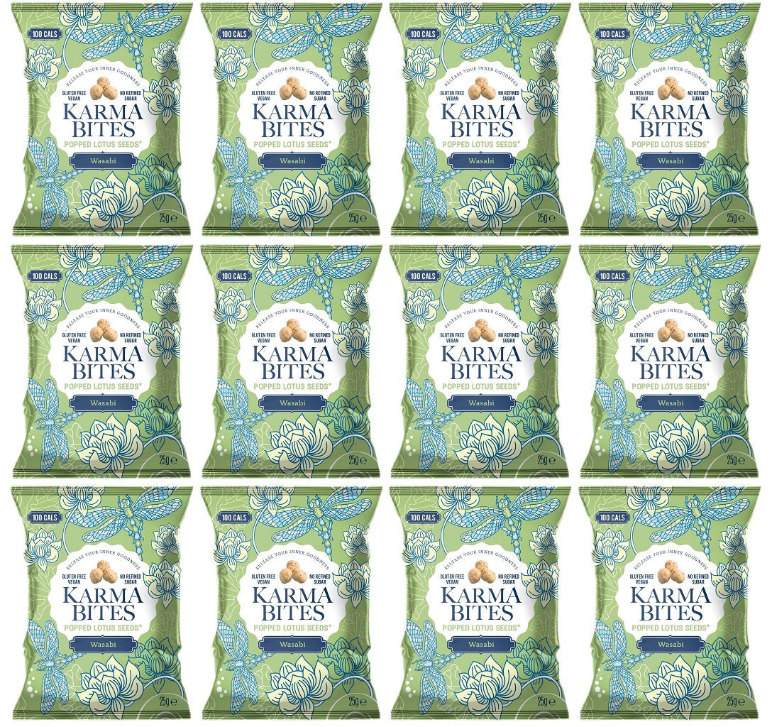 12 x Karma Bites Wasabi Popped Lotus Seeds - 25g