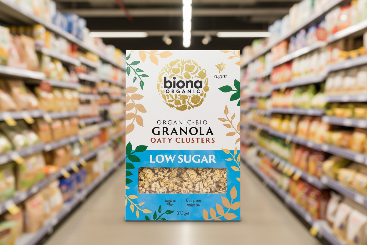 Biona Granola - Oaty Clusters -Low Sugar Organic - 375g