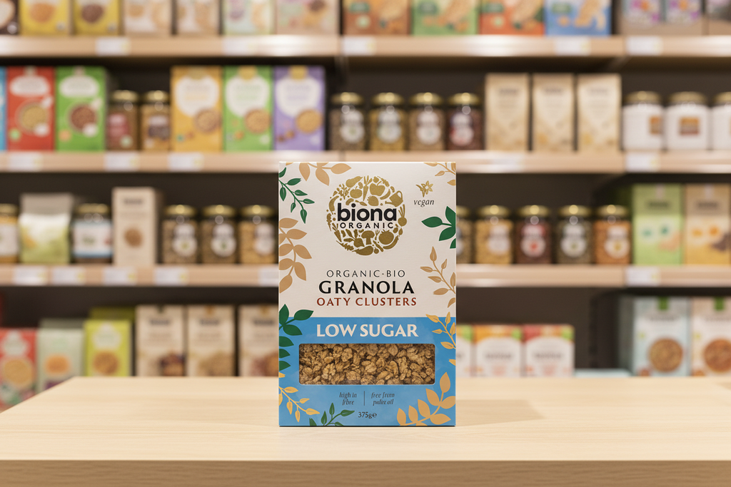 Biona Granola - Oaty Clusters -Low Sugar Organic - 375g