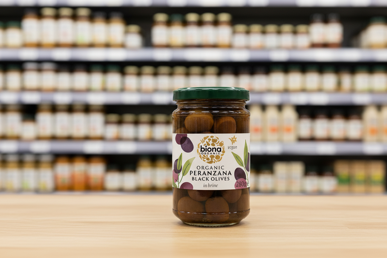 Biona Black Whole Peranzana Olives in Brine Organic - 280g