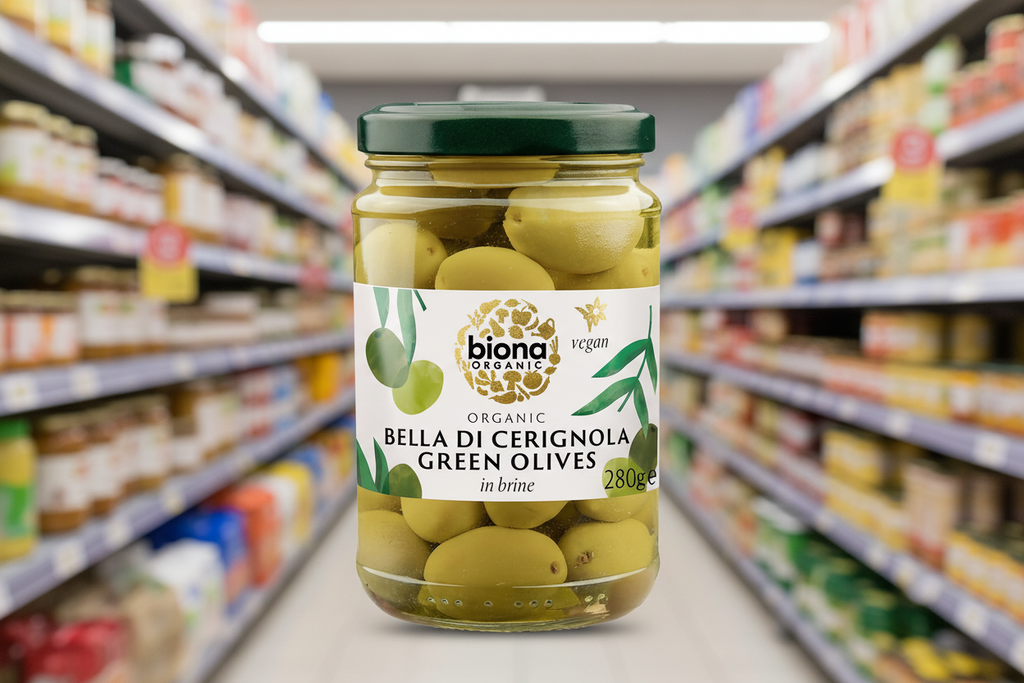 Biona Jumbo Green Bella di Cerignola Olives Org - 280g