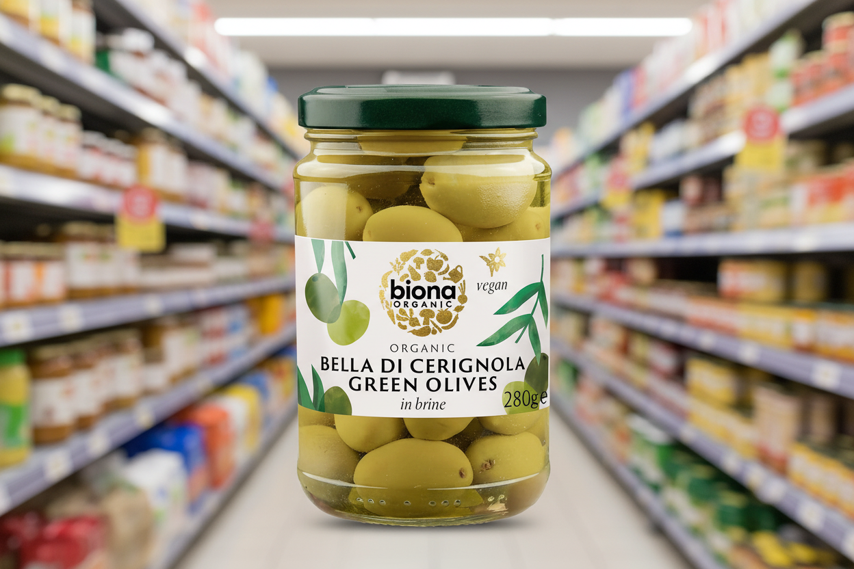 Biona Jumbo Green Bella di Cerignola Olives Org - 280g