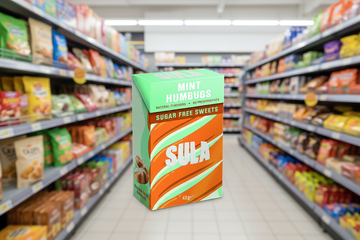 14 x Sula Mint Humbugs Sugar Free - 42g