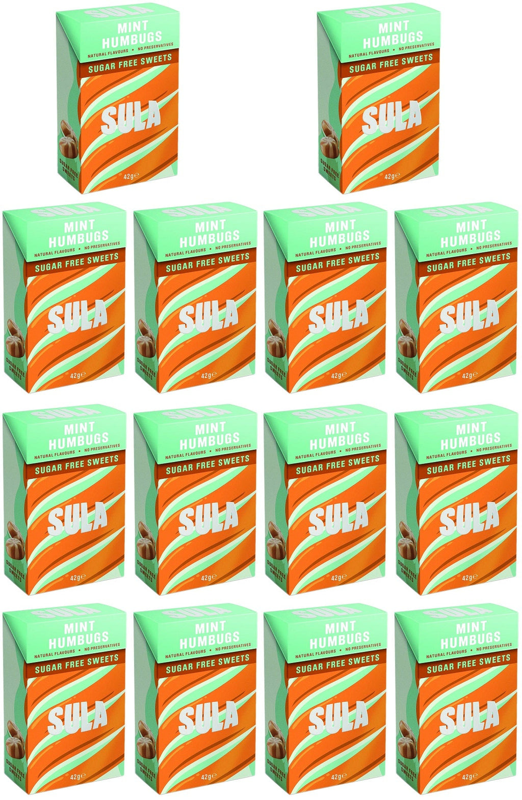 14 x Sula Mint Humbugs Sugar Free - 42g
