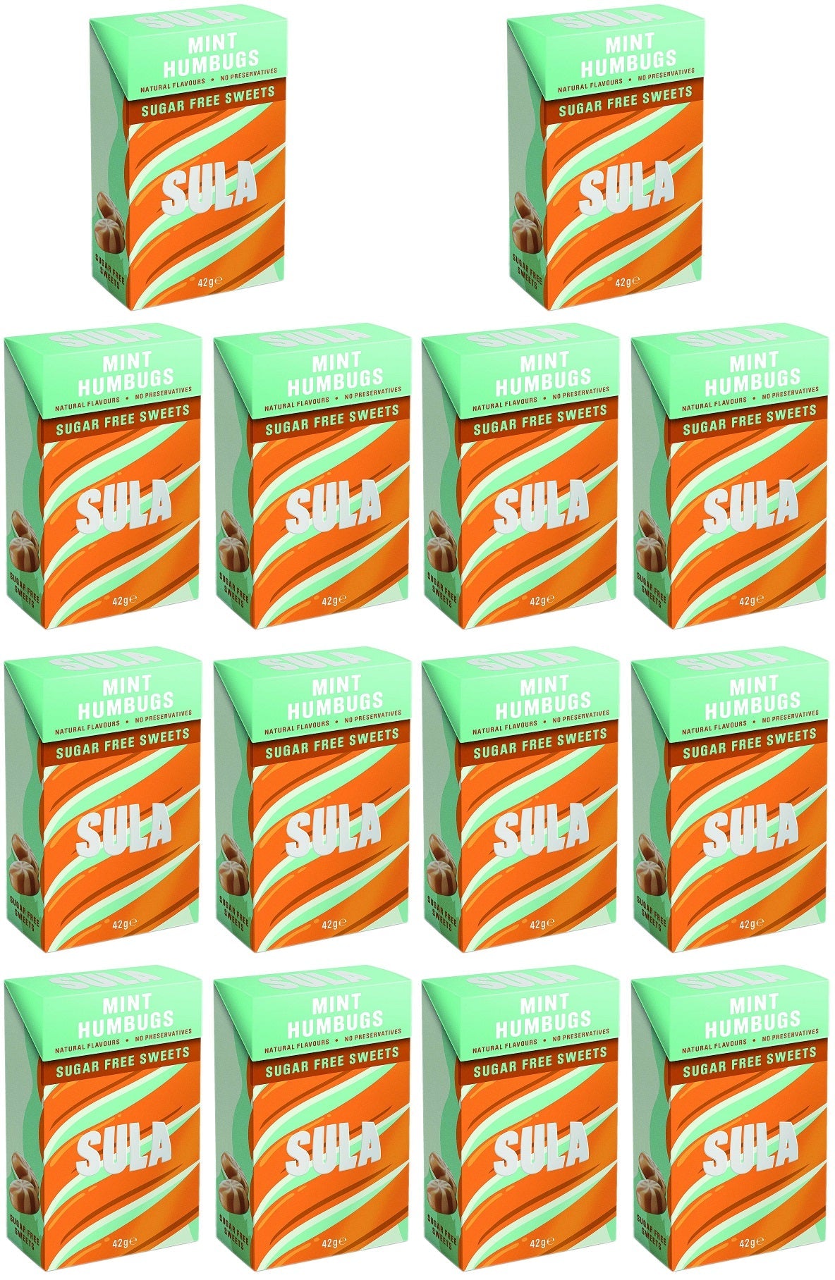 14 x Sula Mint Humbugs Sugar Free - 42g