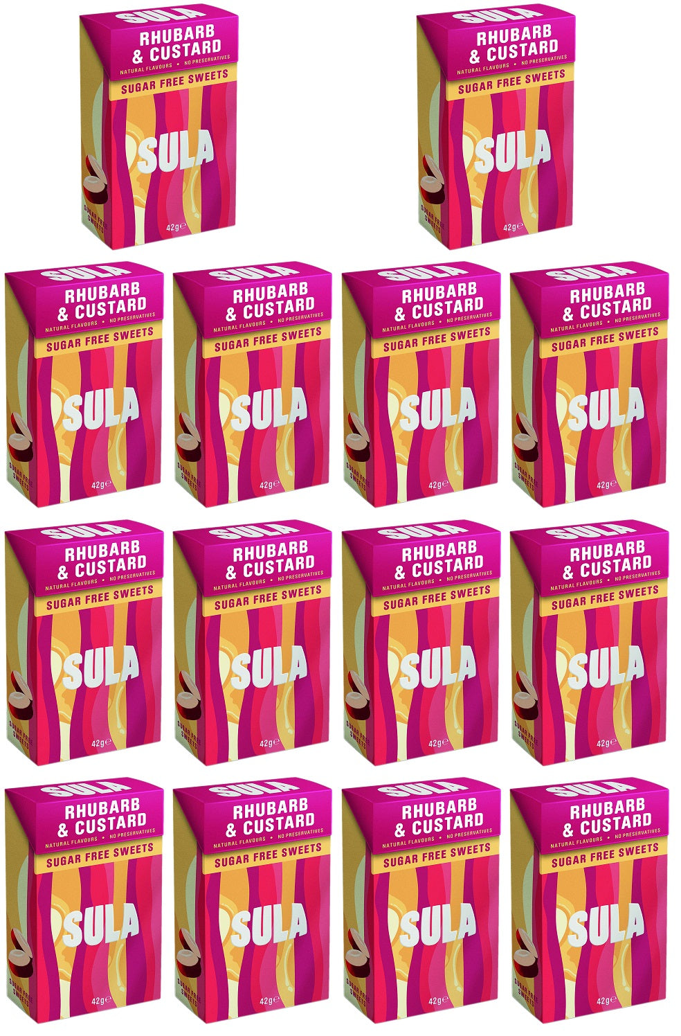 14 x Sula Rhubarb & Custard Sugar Free - 42g
