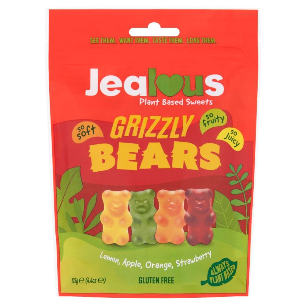 10 x Jealous Sweets Grizzly Bears   Share Bag - 125g