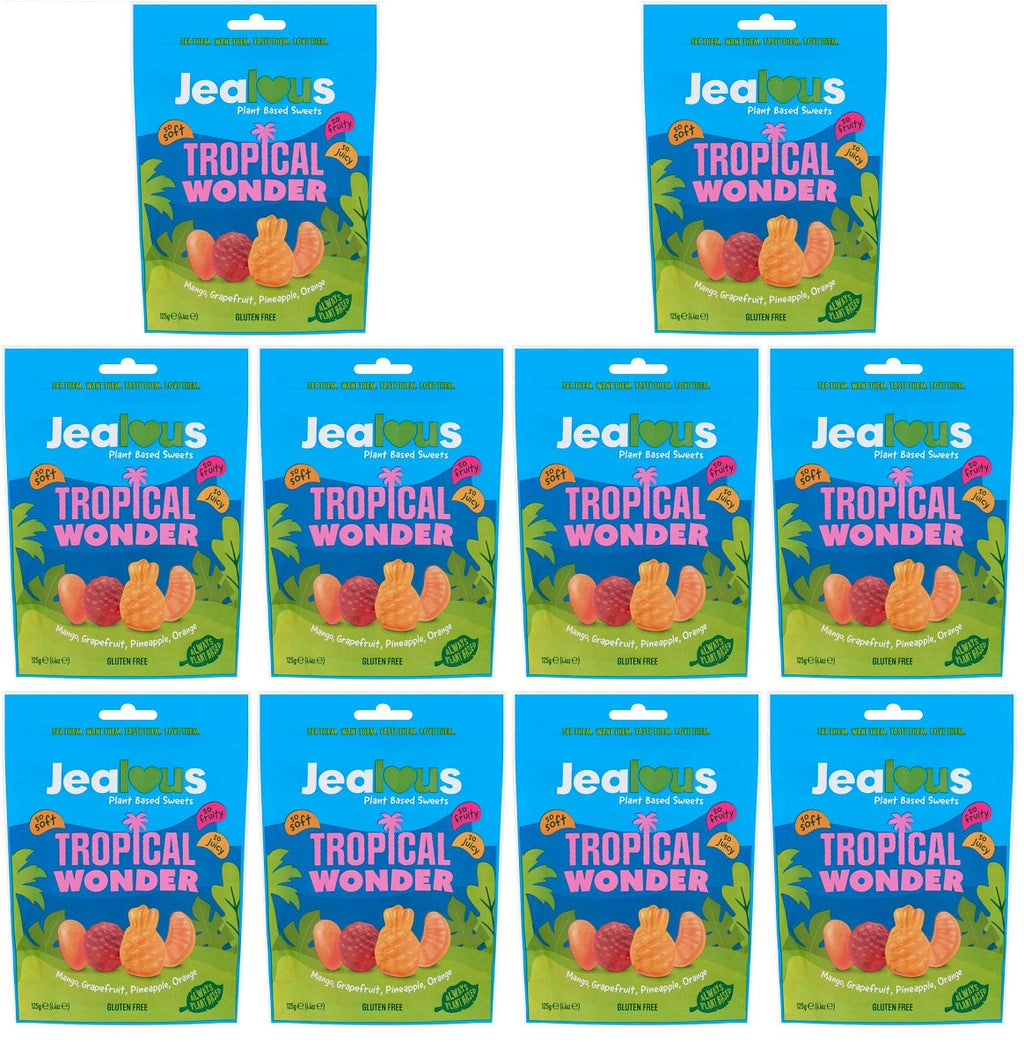 10 x Jealous Sweets Tropical Wonder   Share Bag - 125g