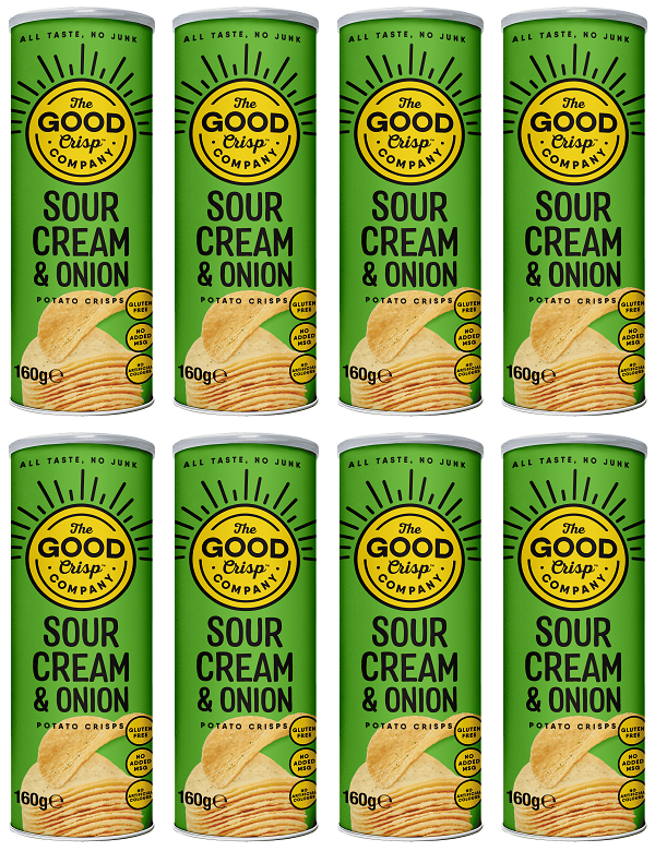 8 x The Good Crisp Company Sour Cream & Onion - 160g