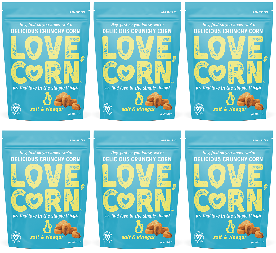 6 x Love Corn Premium Crunch Corn Salt & Vinegar - 115g