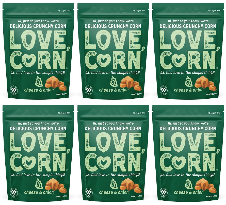 6 x Love Corn Premium Crunch Corn Cheese & Onion - 115g