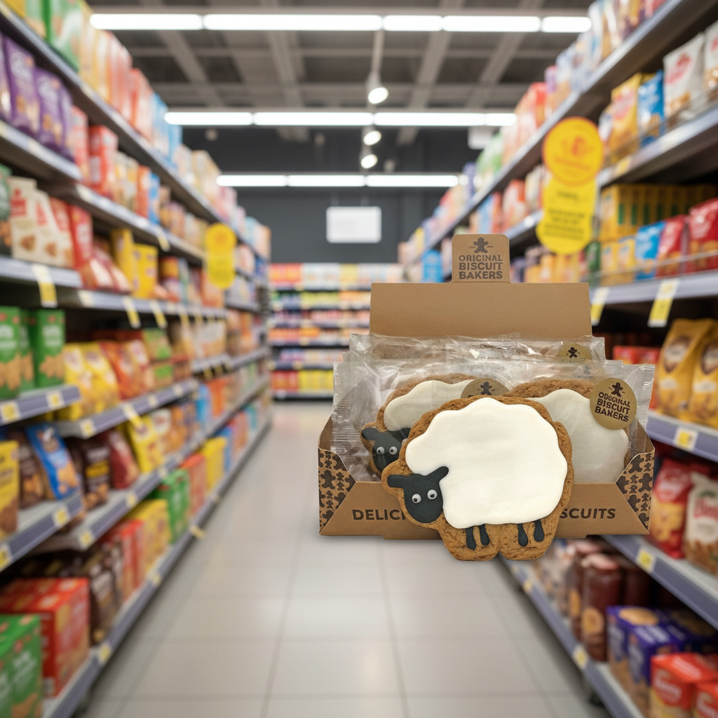 12 x Original Biscuit Bakers Iced G/bread Deluxe Sheep - 12g