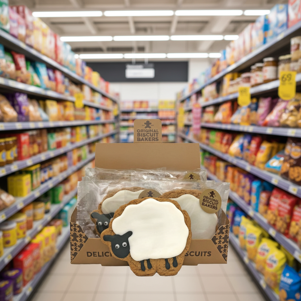 12 x Original Biscuit Bakers Iced G/bread Deluxe Sheep - 12g