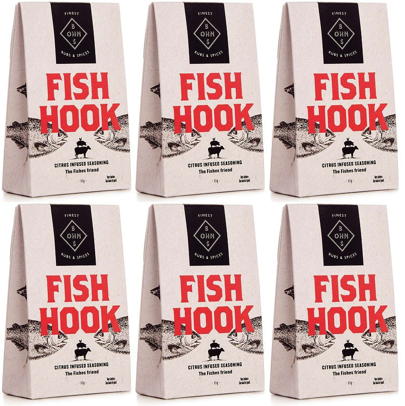 6 x Bohns Fish Hook Dry Spice Rub - 60g