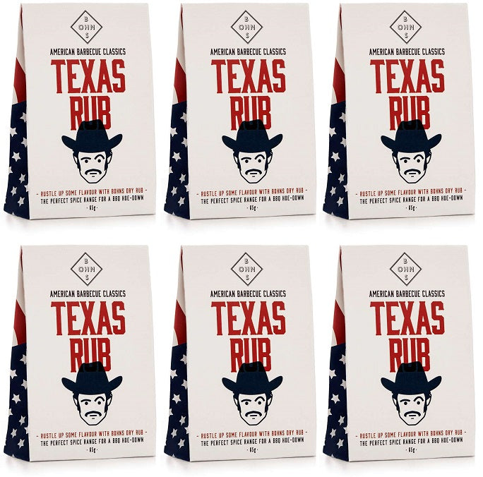 6 x Bohns Texas Rub BBQ Dry Spice Rub - 60g