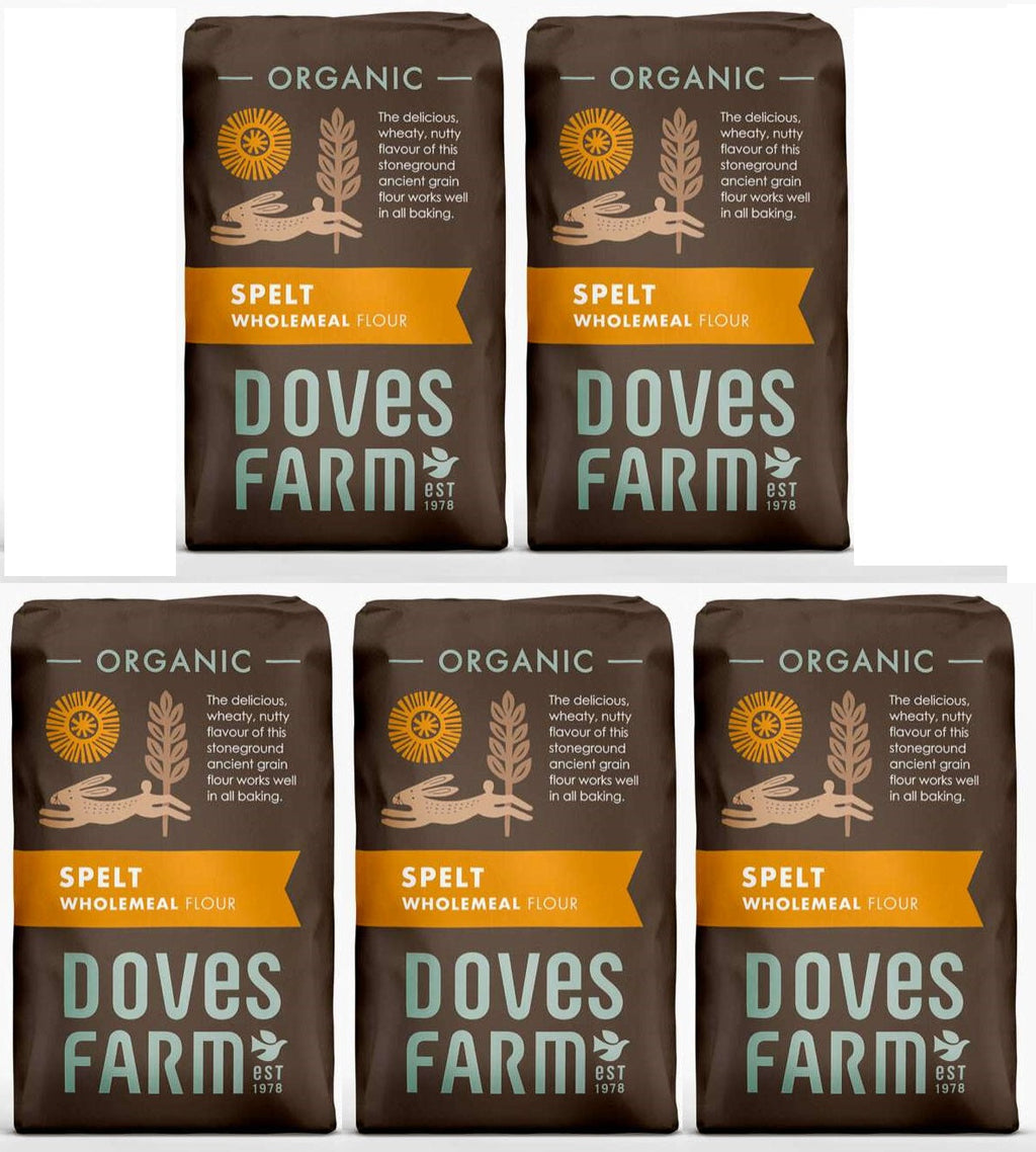 5 x Doves Farm Organic Wholemeal Spelt Flour - 1kg