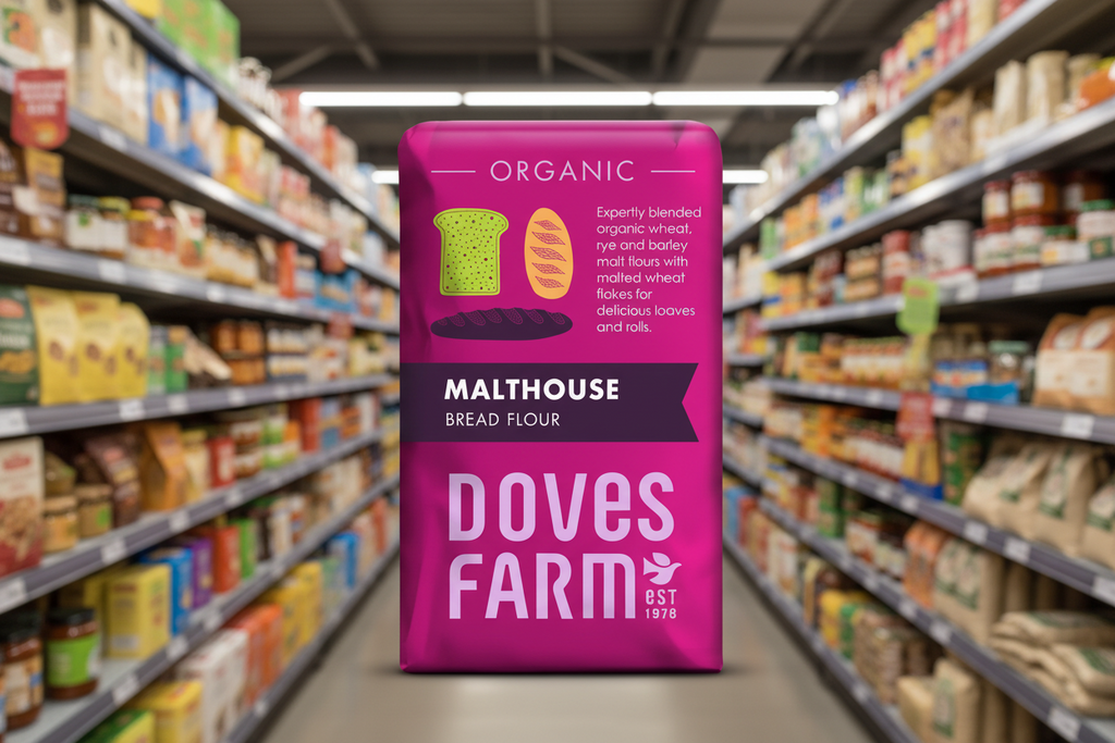 5 x Doves Farm Organic Malthouse Bread Flour - 1kg