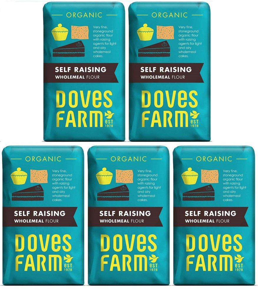 5 x Doves Farm Organic Self Raising Wholemeal Flour - 1kg
