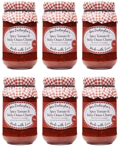 6 x Mrs Darlington's Spicy Tom & Sticky Onion Chutney - 312g