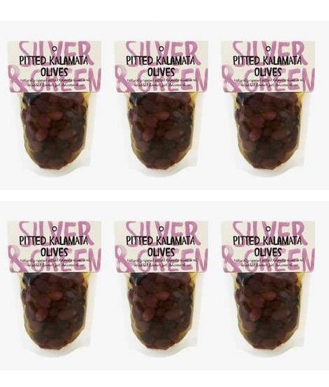 6 x Silver & Green Pitted Kalamata Olives - 220g