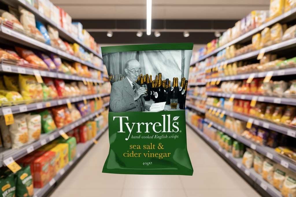 24 x Tyrrells Sea Salt & Cider Vinegar potato crisps - 40g