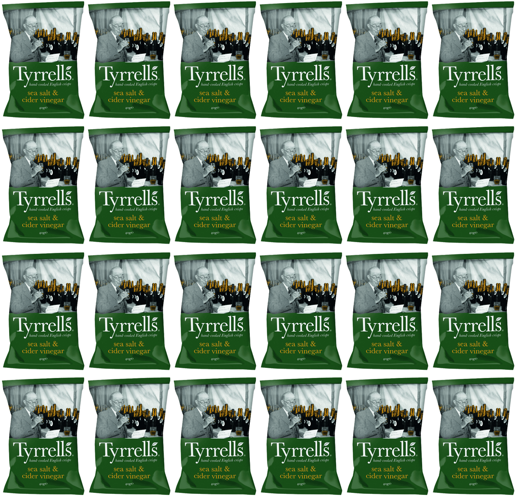 24 x Tyrrells Sea Salt & Cider Vinegar potato crisps - 40g