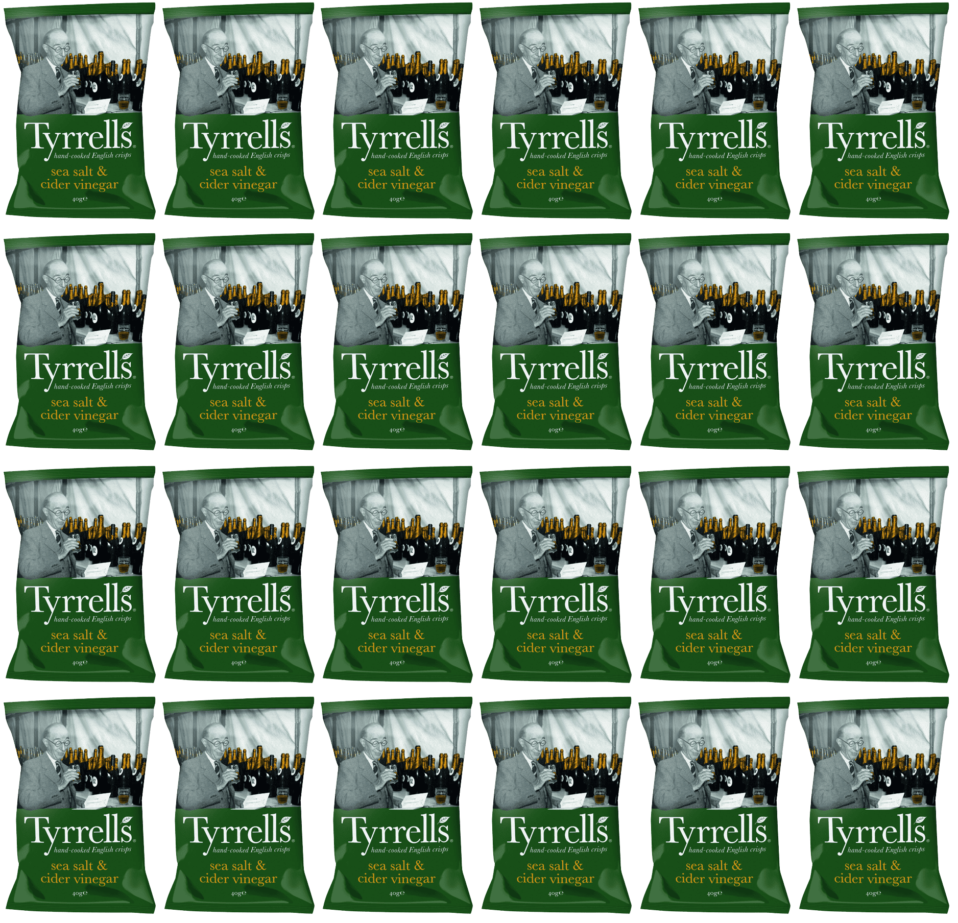 24 x Tyrrells Sea Salt & Cider Vinegar potato crisps - 40g