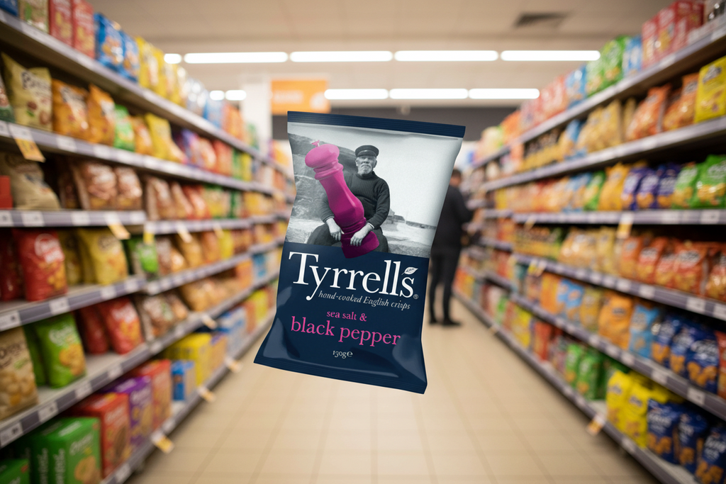 12 x Tyrrells Sea Salt & Black Pepper Potato Crisps - 150g