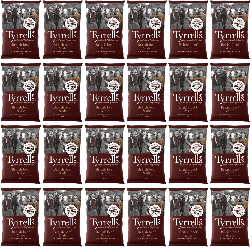 24 x Tyrrells British Beef & Ale Potato Crisps - 40g