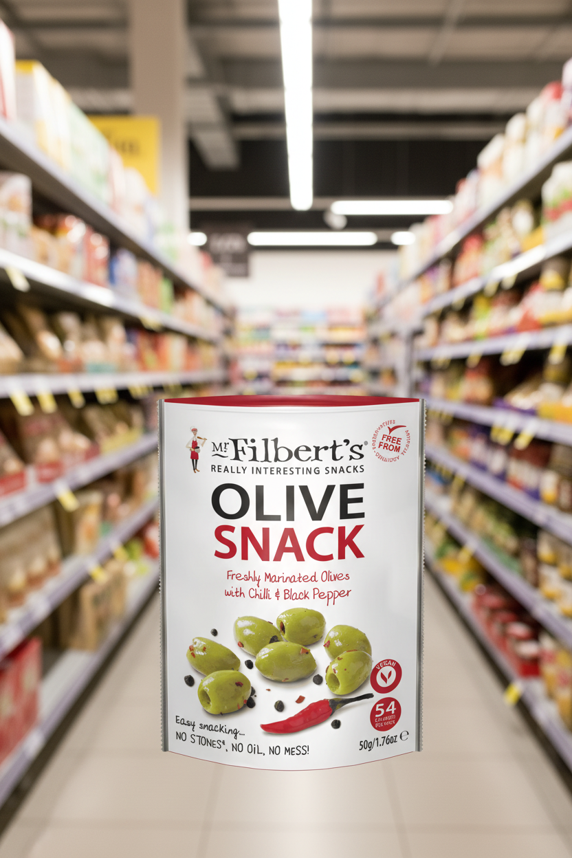 Mr Filberts Green Olives - Chilli & Black Pepper - 50g