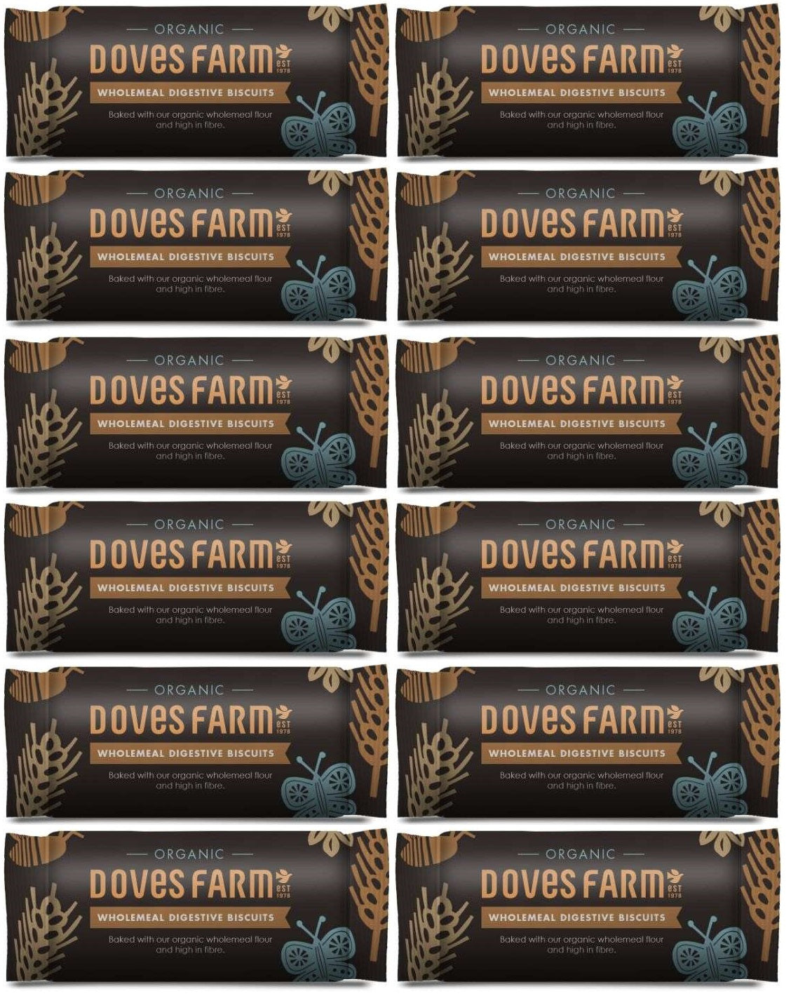 12 x Doves Farm Org Wholemeal Digestive Biscuits - 200g