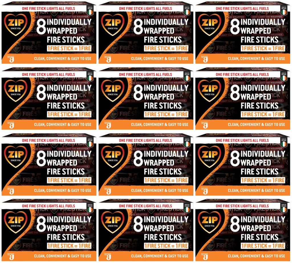 12 x Zip 8 Individually Wrapped Fire Sticks