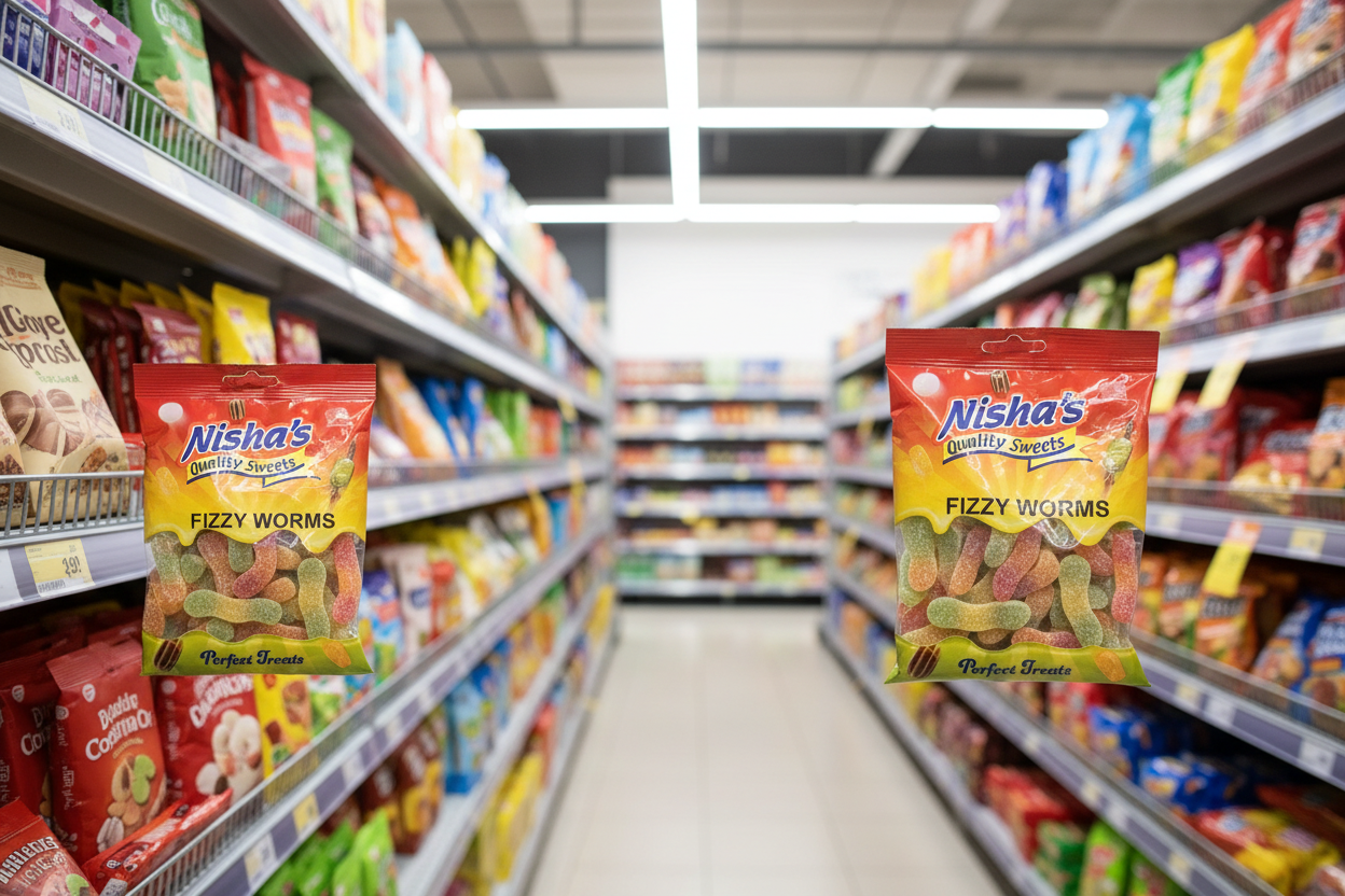 12 x Nisha Fizzy Worms - 115g