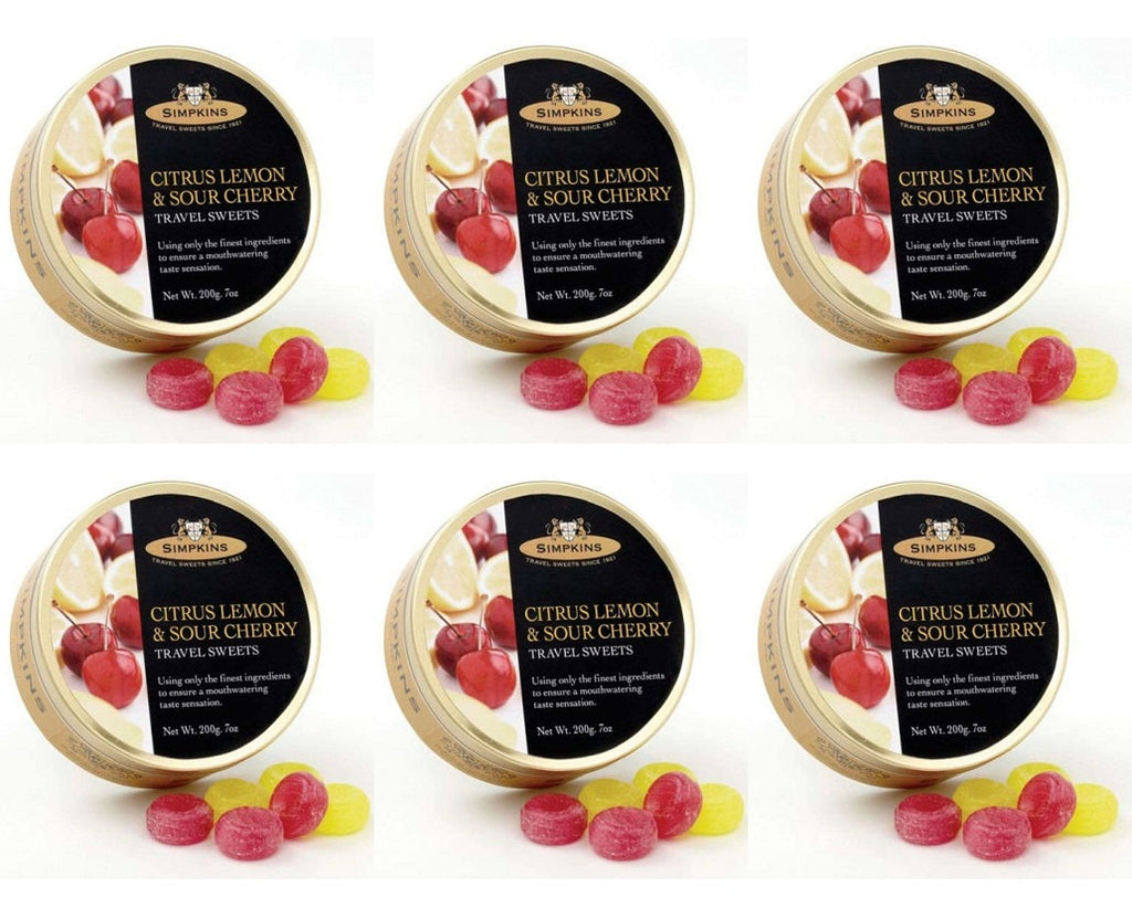 6 x Simpkins Citrus Lemon & Sour Cherry Drops - 200g