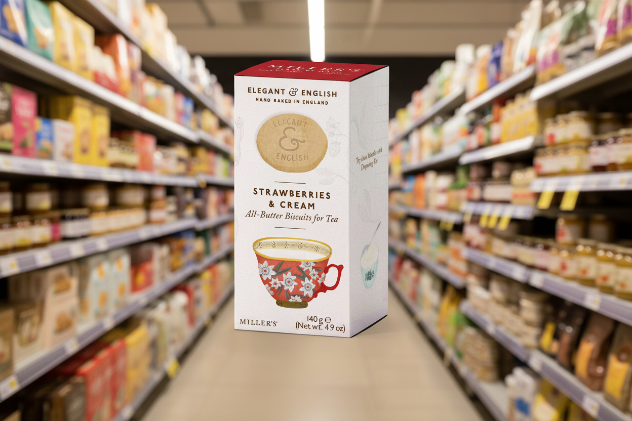 Elegant & English Strawberries & Cream Biscuits - 140g
