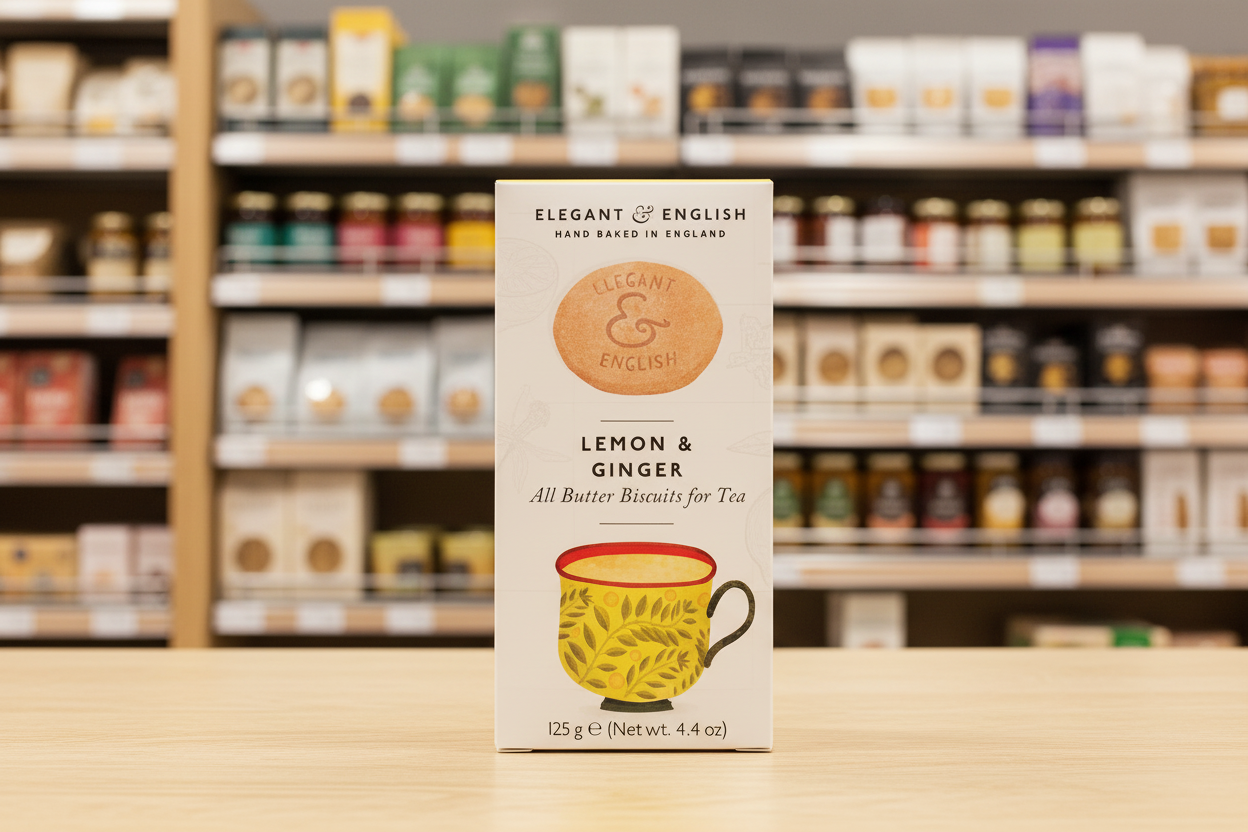 Elegant & English Lemon & Ginger Biscuits - 140g
