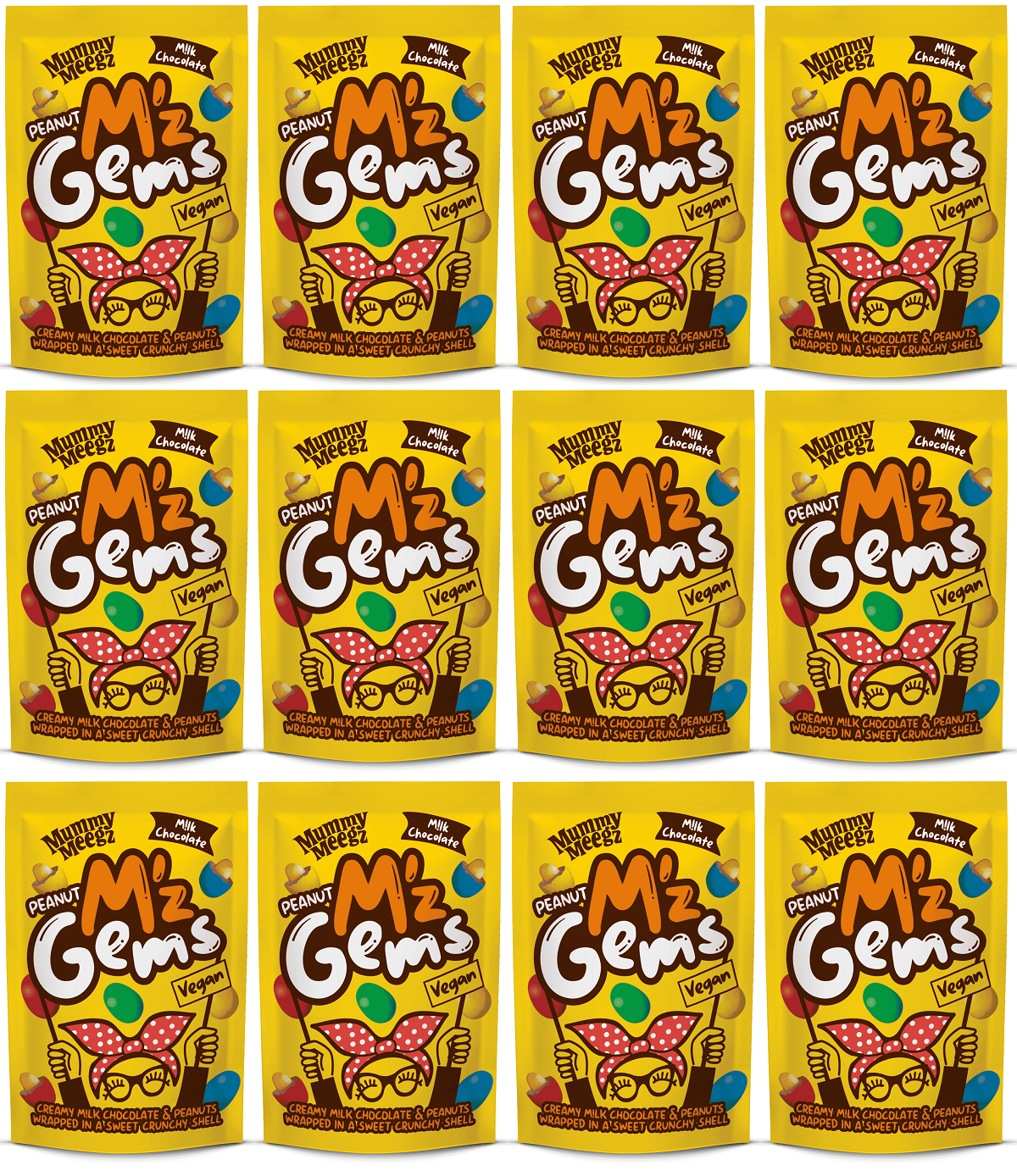 12 x Mummy Meegz M'z Gems Peanut - 80g