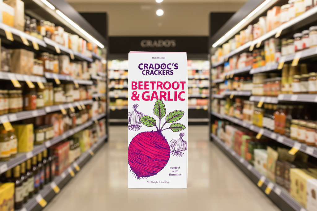 6 x Cradoc's Beetroot & Garlic Crackers - 80g