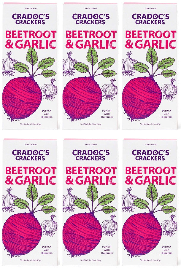 6 x Cradoc's Beetroot & Garlic Crackers - 80g