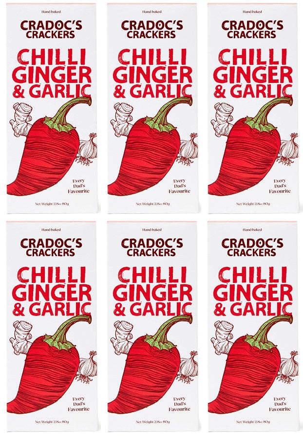 6 x Cradoc's Chilli, Ginger & Garlic Crackers - 80g