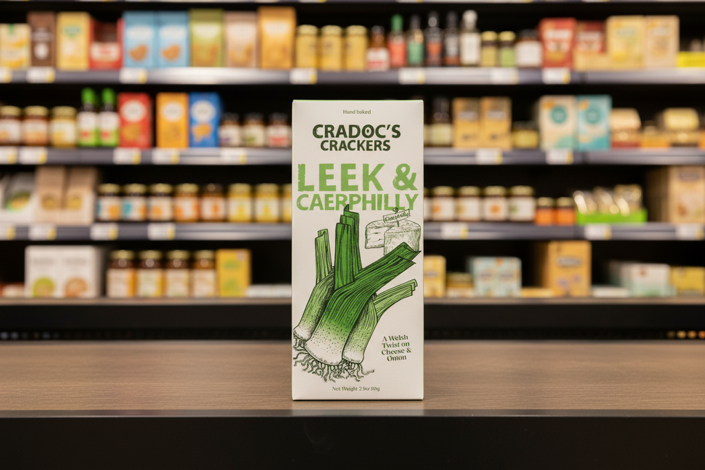 6 x Cradoc's Leek and Caerphilly Cheese Crackers - 80g