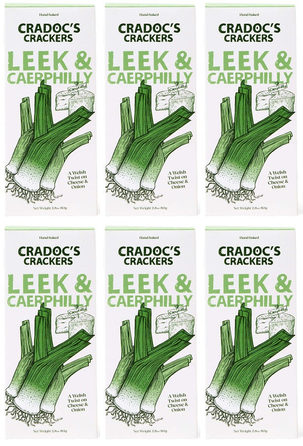 6 x Cradoc's Leek and Caerphilly Cheese Crackers - 80g