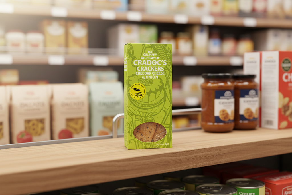 6 x Cradoc's Cheddar & Onion Chutney Crackers - 80g
